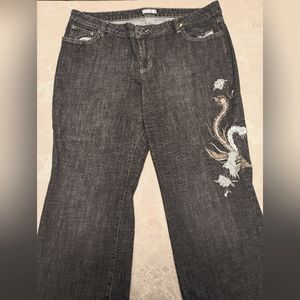 Metro7 Embroidered Black Jeans